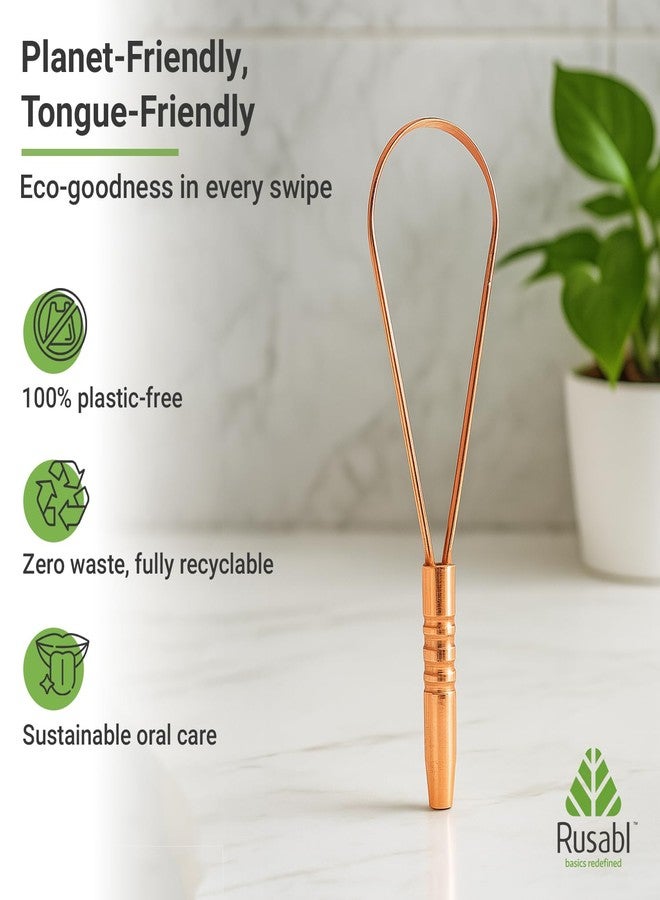 Rusabl منظف اللسان النحاسي من روسابل للرجال والنساء، لنَفَسٍ منعش وإزالة البكتيريا، وتحسين حاسة التذوق ونظافة الفم، سهل الاستخدام، مكشطة لسان نحاسية هندية نقية 100% لمنع رائحة الفم الكريهة (عبوة من قطعة واحدة) - Image 4